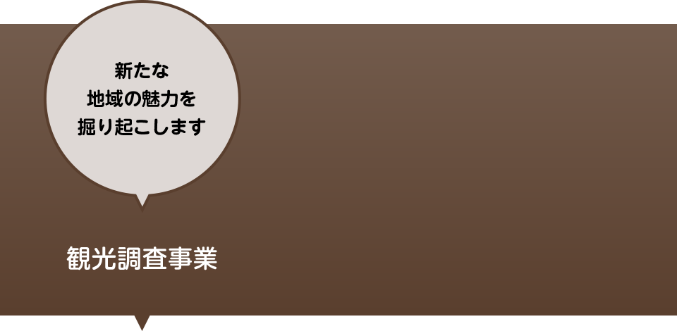 新たな地域の魅力掘り起こします。 観光調査事業